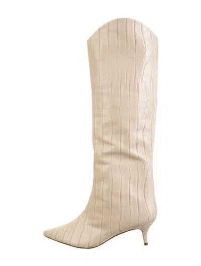 Pre-owned Schutz Embossed Leather Animal Print Boots In Neutrals