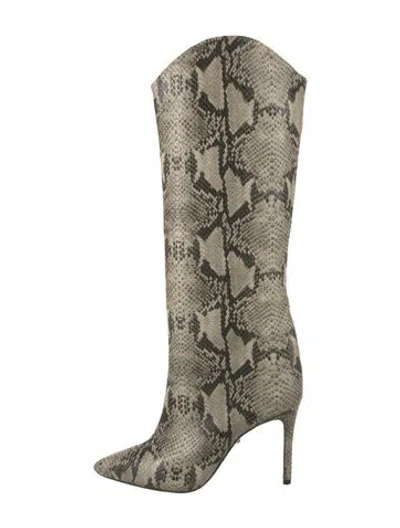 Pre-owned Schutz Embossed Leather Animal Print Boots In Neutrals