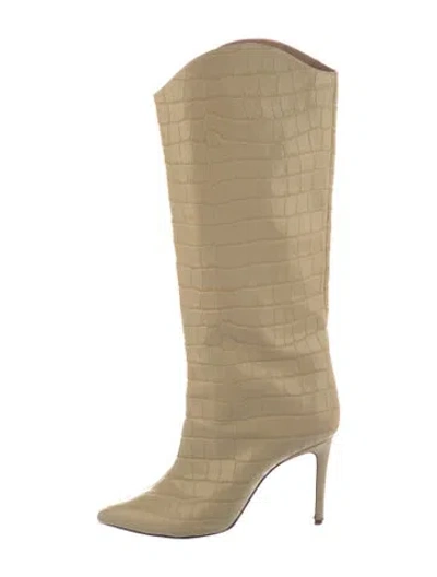 Pre-owned Schutz Embossed Leather Animal Print Boots In Neutrals