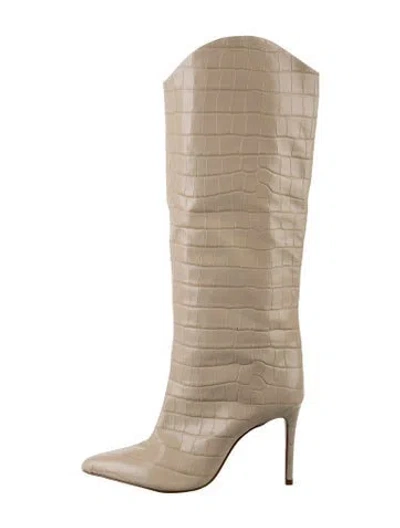 Pre-owned Schutz Embossed Leather Animal Print Boots In Neutrals