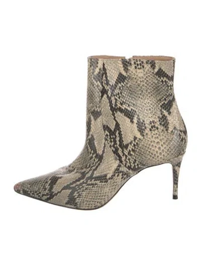 Pre-owned Schutz Embossed Leather Animal Print Boots In Neutrals