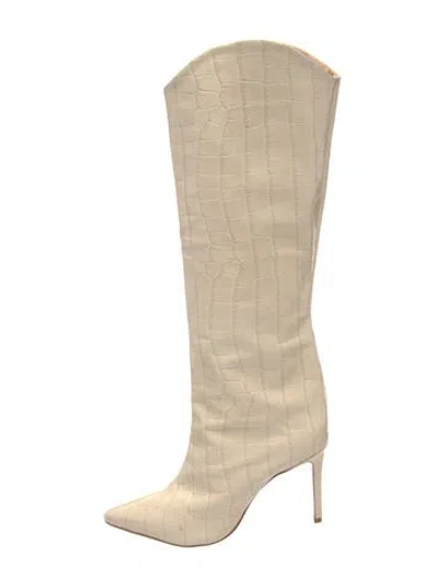 Pre-owned Schutz Embossed Leather Animal Print Boots In Neutrals