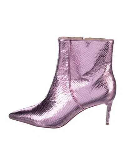 Pre-owned Schutz Embossed Leather Animal Print Boots In Purple
