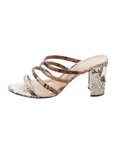 Pre-owned Schutz Embossed Leather Animal Print Gladiator Sandals In Brown