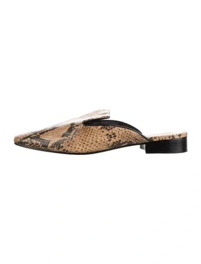 Pre-owned Schutz Embossed Leather Animal Print Mules In Black