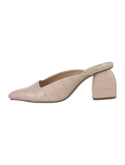 Pre-owned Schutz Embossed Leather Animal Print Mules In Pink