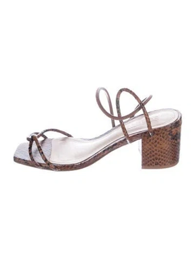 Pre-owned Schutz Embossed Leather Animal Print Sandals In Brown