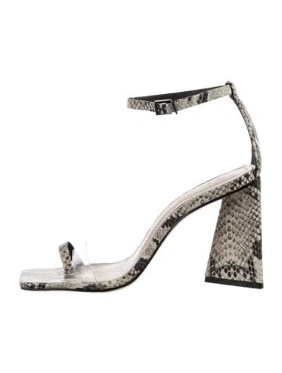 Pre-owned Schutz Embossed Leather Animal Print Sandals In Neutrals