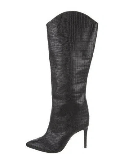 Pre-owned Schutz Embossed Leather Boots In Black