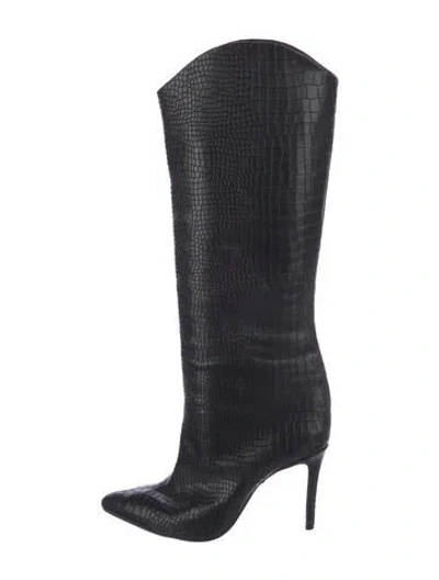 Pre-owned Schutz Embossed Leather Boots In Black