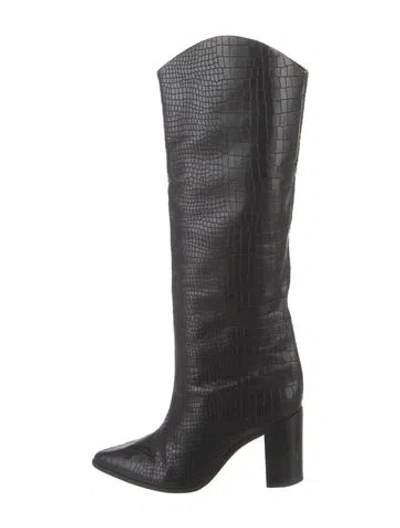 Pre-owned Schutz Embossed Leather Boots In Black