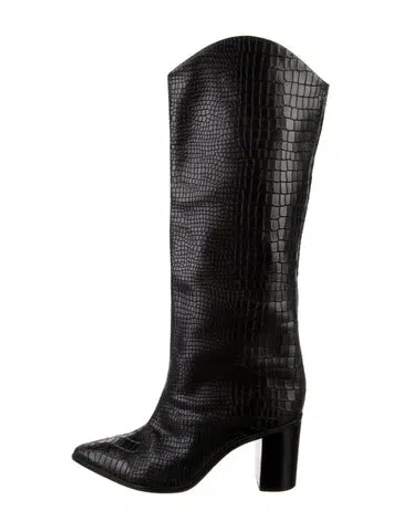 Pre-owned Schutz Embossed Leather Boots In Black