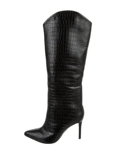 Pre-owned Schutz Embossed Leather Boots In Black
