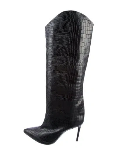 Pre-owned Schutz Embossed Leather Boots In Black
