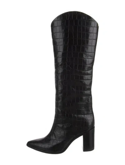 Pre-owned Schutz Embossed Leather Boots In Black