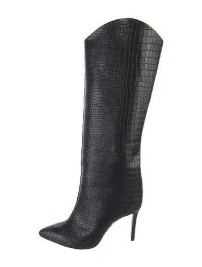 Pre-owned Schutz Embossed Leather Boots In Black