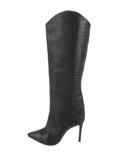 Pre-owned Schutz Embossed Leather Boots In Black