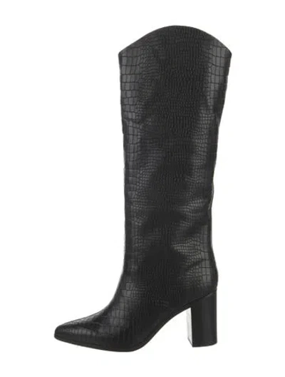 Pre-owned Schutz Embossed Leather Boots In Black