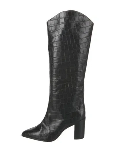 Pre-owned Schutz Embossed Leather Boots In Black