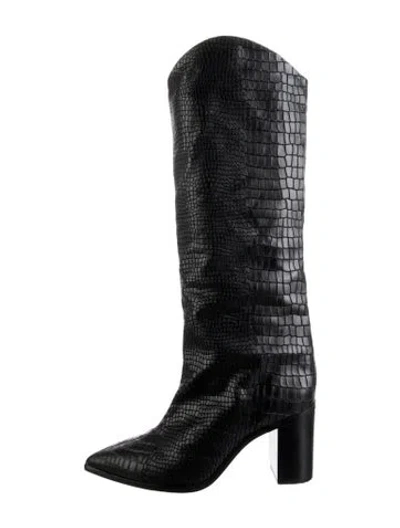 Pre-owned Schutz Embossed Leather Boots In Black
