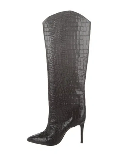 Pre-owned Schutz Embossed Leather Boots In Black/grey