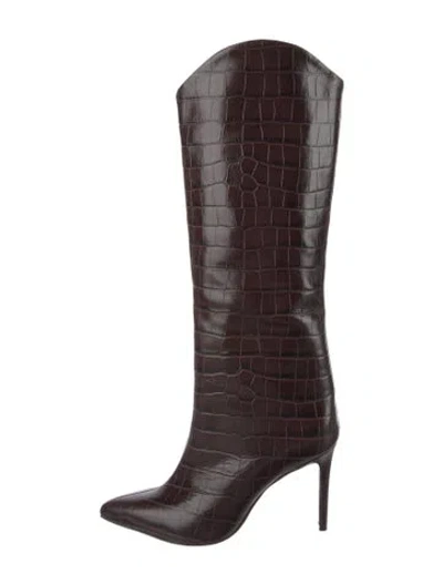 Pre-owned Schutz Embossed Leather Boots In Brown