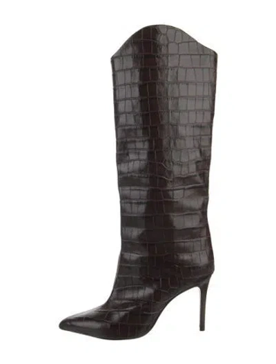 Pre-owned Schutz Embossed Leather Boots In Brown