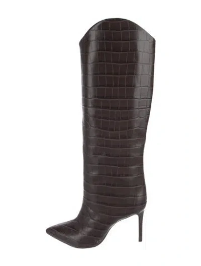 Pre-owned Schutz Embossed Leather Boots In Brown