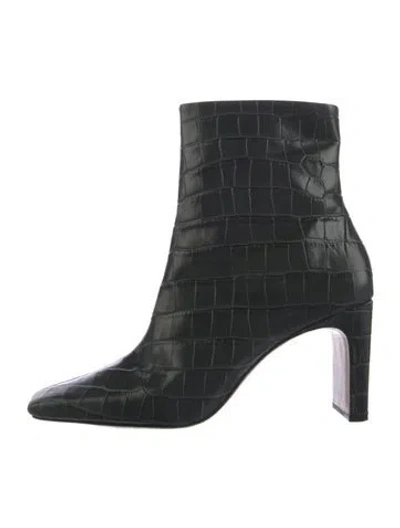 Pre-owned Schutz Embossed Leather Boots In Green