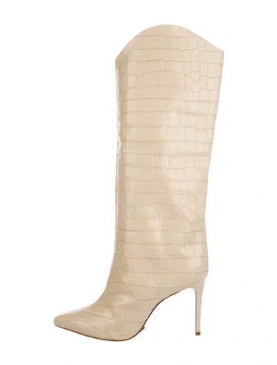 Pre-owned Schutz Embossed Leather Boots In Neutral