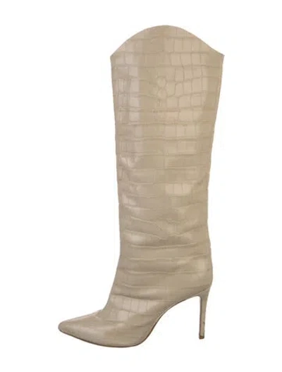 Pre-owned Schutz Embossed Leather Boots In Neutral