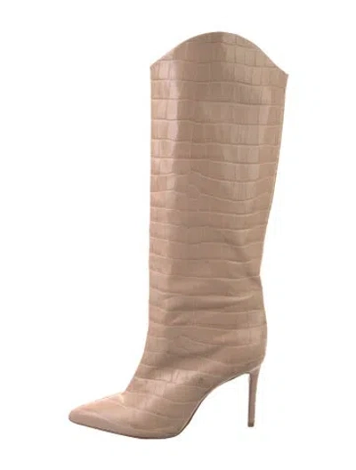 Pre-owned Schutz Embossed Leather Boots In Neutral