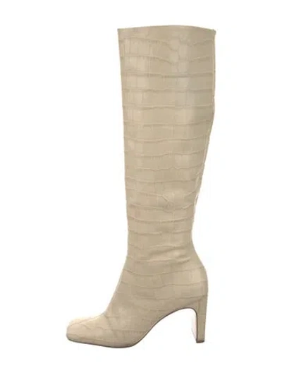 Pre-owned Schutz Embossed Leather Boots In Neutral