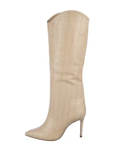 Pre-owned Schutz Embossed Leather Boots In Neutral