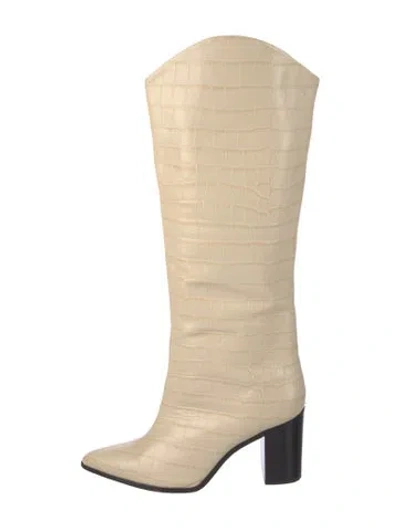 Pre-owned Schutz Embossed Leather Boots In Neutral