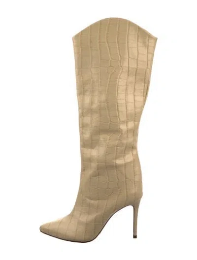 Pre-owned Schutz Embossed Leather Boots In Neutral