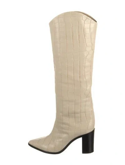 Pre-owned Schutz Embossed Leather Boots In Neutral