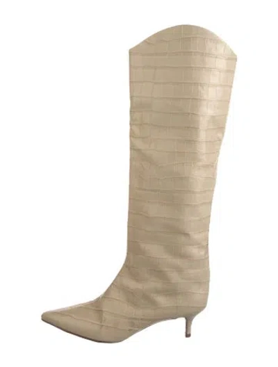 Pre-owned Schutz Embossed Leather Boots In Neutrals