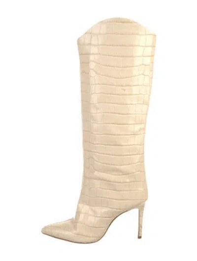 Pre-owned Schutz Embossed Leather Boots In Neutrals