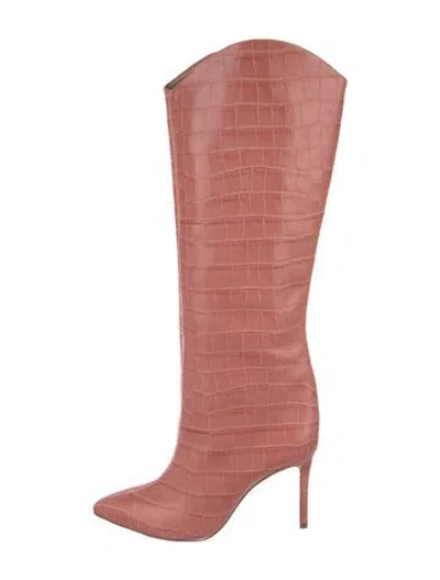 Pre-owned Schutz Embossed Leather Boots In Pink