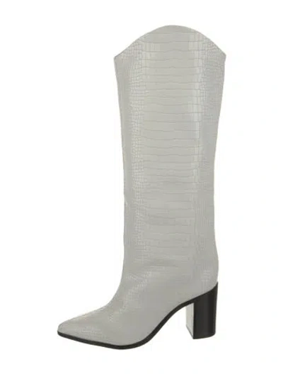 Pre-owned Schutz Embossed Leather Boots In White