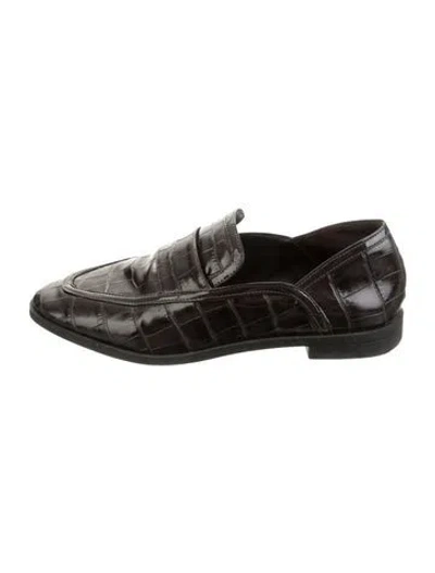 Pre-owned Schutz Embossed Leather Loafers In Black