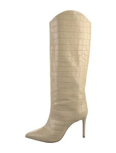 Pre-owned Schutz Embossed Leather Patterned Boots In Neutral