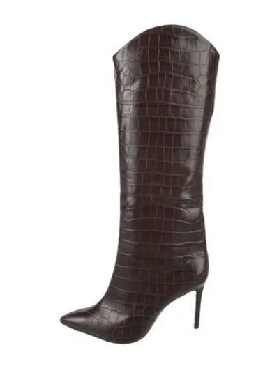 Pre-owned Schutz Embossed Leather Printed Boots In Brown