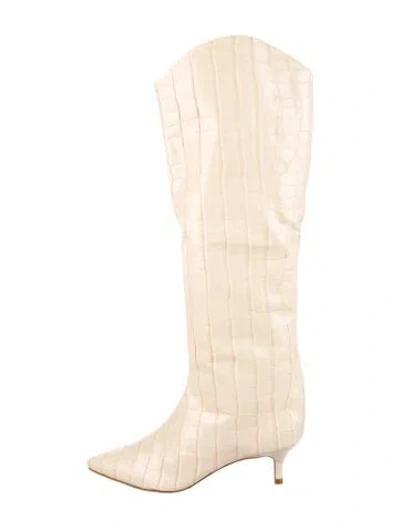 Pre-owned Schutz Embossed Leather Printed Boots In Neutral