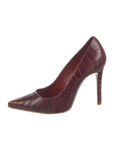 Pre-owned Schutz Embossed Leather Printed Pumps In Red