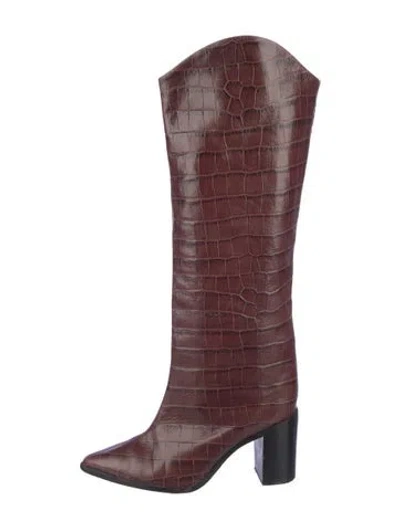 Pre-owned Schutz Embossed Leather Riding Boots In Brown