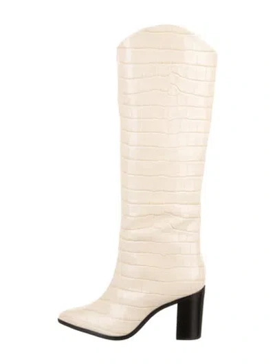 Pre-owned Schutz Embossed Leather Riding Boots In Neutral