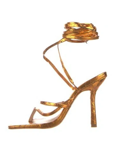 Pre-owned Schutz Embossed Leather Sandals In Orange