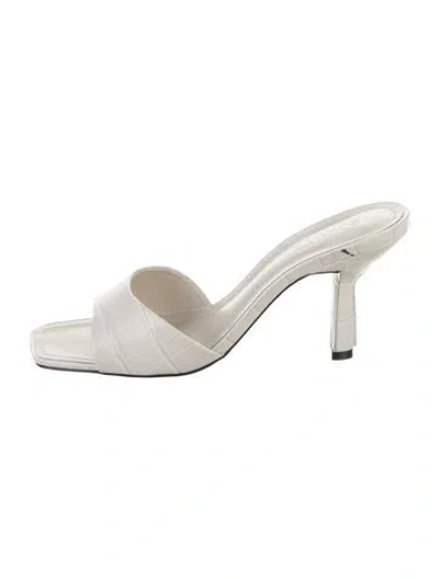 Pre-owned Schutz Embossed Leather Slides In White
